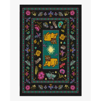Lion’s Cub Charcoal Multicolour Flatwoven Rug by RIXO - 200 x 290 cm - Rug + Pad System