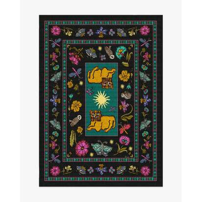 Lion’s Cub Charcoal Multicolour Flatwoven Rug by RIXO - 150 x 215 cm - Rug + Cushioned Pad System