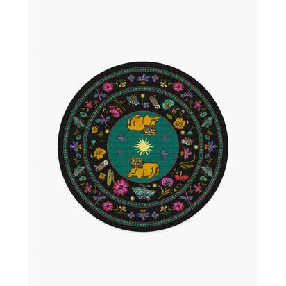 Lion’s Cub Charcoal Multicolour Rug by RIXO - 185 Round cm - All-In-One Rug