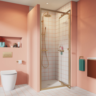 Crosswater Clear 6 6mm Brushed Brass 700mm Infold Door - No Side Panel