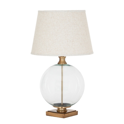 Lunel Glass Orb Table Lamp With Edged Linen Shade