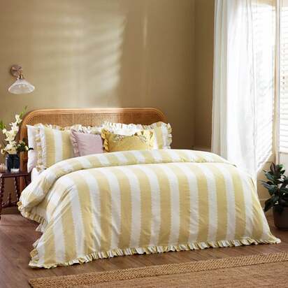 Wylder Nature Birdie Stripe Polycotton Duvet Cover & Pillowcase Set