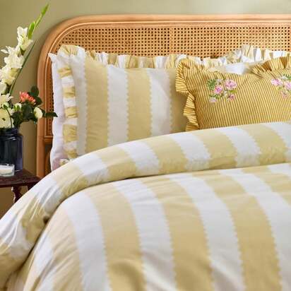 Wylder Nature Birdie Stripe Polycotton Duvet Cover & Pillowcase Set