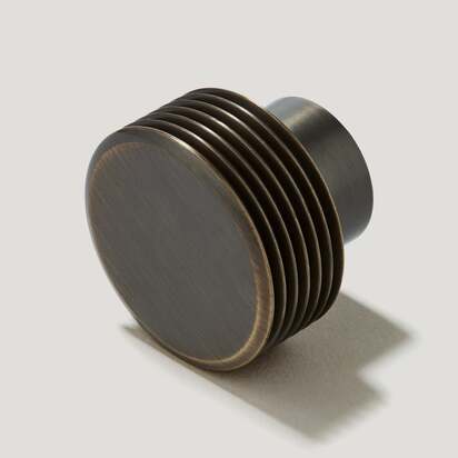 BEZEL Grooved Knob - Antique Brass - Knob with Backplate