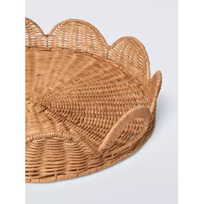 John Lewis Scalloped Round Rattan Tray, Natural Natural | 8x42x42