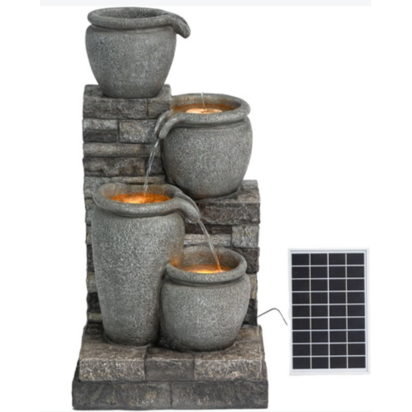 MANO MANO - Teamson Home 30.7" 4-Tier Cascading Bowl Solar Powered Water Fountain for Outdoor Living Spaces