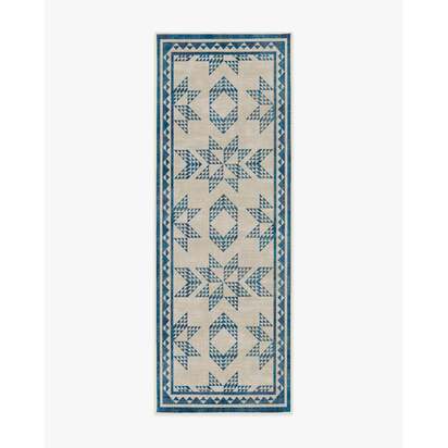 Louisa Cream & Blue Rug - 75 x 215 cm - All-In-One Rug