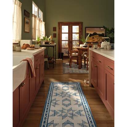 Louisa Cream & Blue Rug - 75 x 215 cm - All-In-One Rug