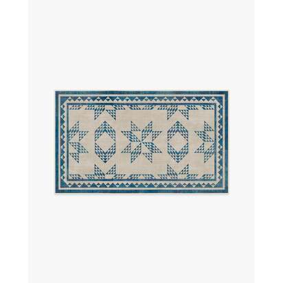 Louisa Cream & Blue Rug - 90 x 150 cm - All-In-One Rug