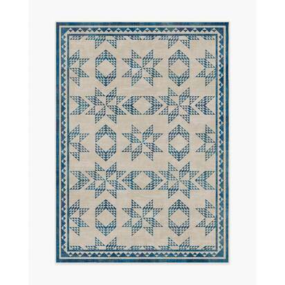 Louisa Cream & Blue Rug - 150 x 215 cm - All-In-One Rug