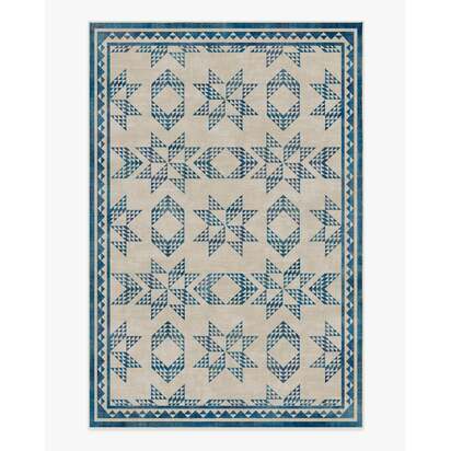 Louisa Cream & Blue Rug - 200 x 290 cm - All-In-One Rug
