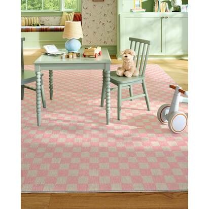 Let’s Play Checkers Pink Rug - 185 x 275 cm - All-In-One Rug
