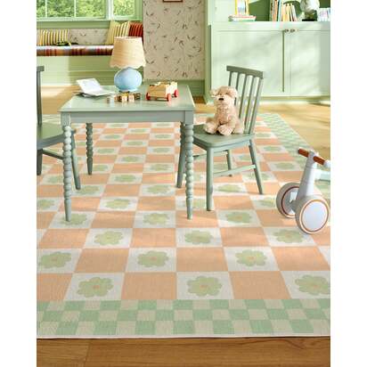 Mini Daisy Chequerboard Pink Rug - 90 x 150 cm - All-In-One Rug