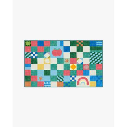 Big Apple Patchwork Multicolour Rug - 90 x 150 cm - All-In-One Rug