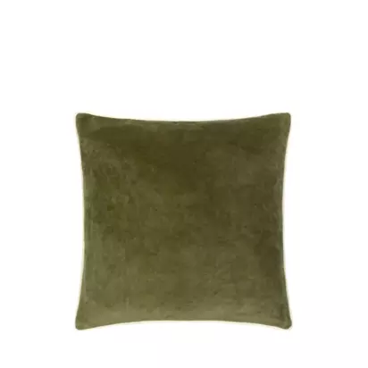 MADE Bailey Brushed Cotton Velvet Cushion, Green Green | 50 x 50cm