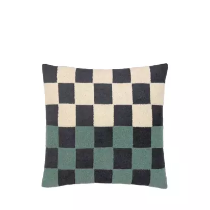 MADE Checkerboard Boucle Cushion, Marine Marine | 50 x 50cm