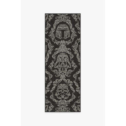 Dark Side Damask Charcoal Flatwoven Rug - 75 x 215 cm - Rug + Pad System