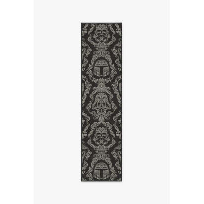 Dark Side Damask Charcoal Flatwoven Rug - 75 x 305 cm - Rug + Pad System