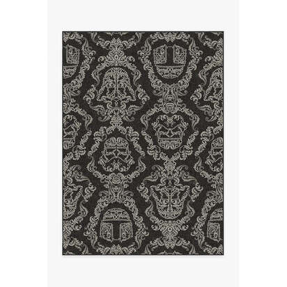 Dark Side Damask Charcoal Flatwoven Rug - 150 x 215 cm - Rug + Pad System