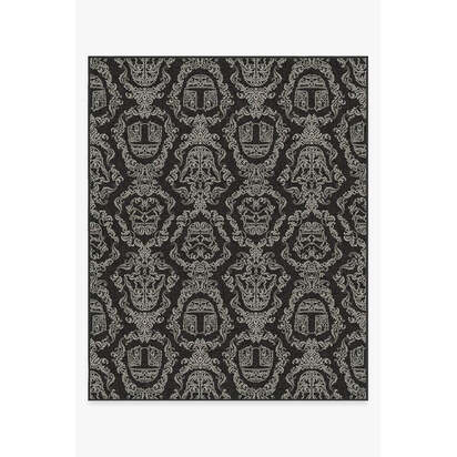 Dark Side Damask Charcoal Flatwoven Rug - 245 x 305 cm - Rug + Cushioned Pad System