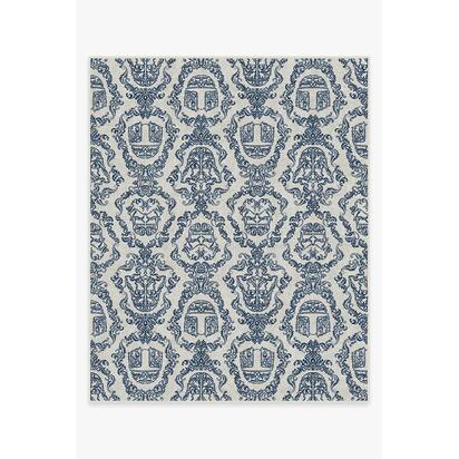 Dark Side Damask Delft Blue Flatwoven Rug - 245 x 305 cm - Rug + Pad System