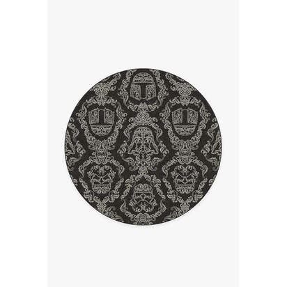 Dark Side Damask Charcoal Rug - 185 Round cm - All-In-One Rug