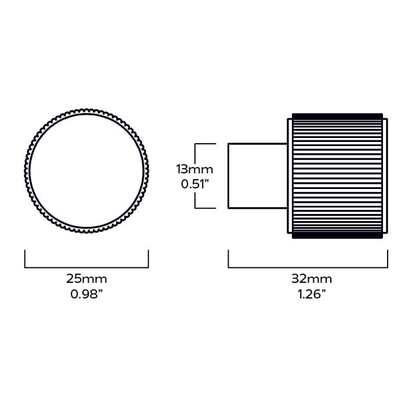 LENNON Grooved Button Knob - Black