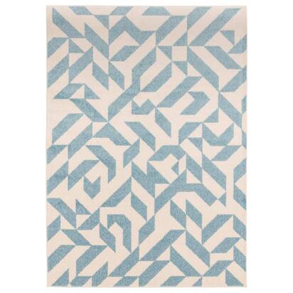Chatsworth 3 066x240cm Blue Shapes Rug MU03