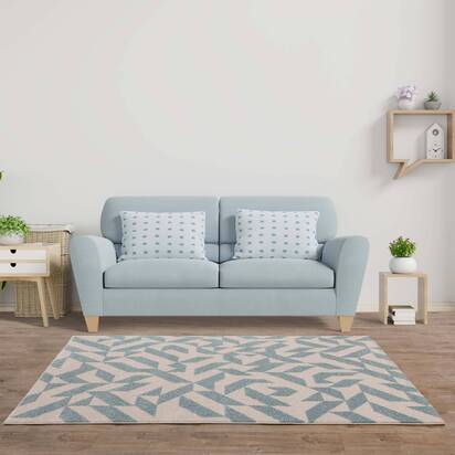 Chatsworth 3 160x230cm Blue Shapes Rug MU03