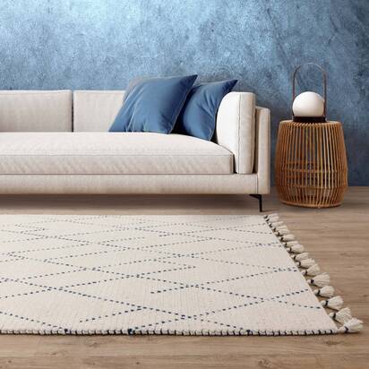Oakham 3 120x170cm Cream/Blue Linear Rug