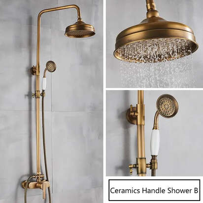 Antique brass rainfall shower set wall mounted mixer with handshowerbathroom showers thermostatic14100012599ceramics handle b200007763203372089 588045.webp