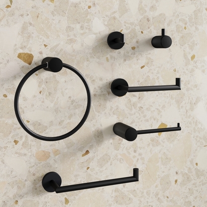 Harbour Knurled Toilet Roll Holder - Matt Black