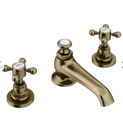 Chatsworth 1928 Antique Brass 3TH Crosshead Basin Mixer Tap + Waste