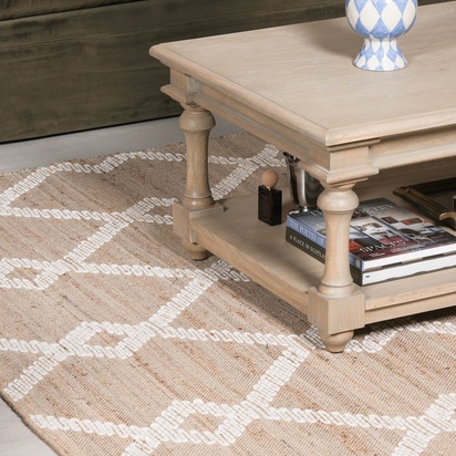 Woven Jute Rug with Wool Pattern 230x160cm