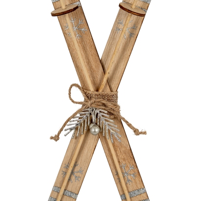 Large Natural Rustic Crossed Skis