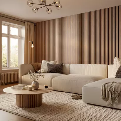 SlatWall Acoustic Natural Oak Panel 3 x 06.m Light Oak, Black Felt 