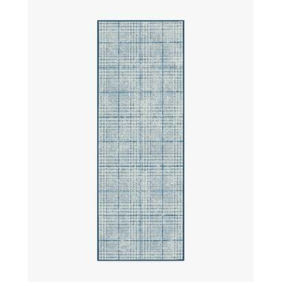 Glen Tartan Chambray & Navy Rug - 75 x 215 cm - All-In-One Rug