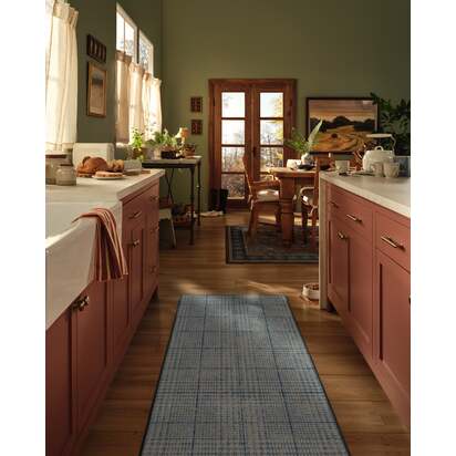 Glen Tartan Chambray & Navy Rug - 200 x 290 cm - All-In-One Rug