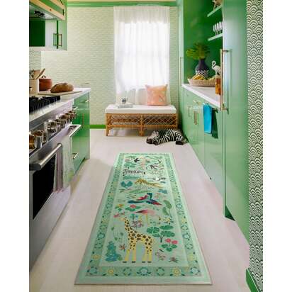 Jingle Jungle Sage Rug by Iris Apfel - 75 x 215 cm - All-In-One Rug