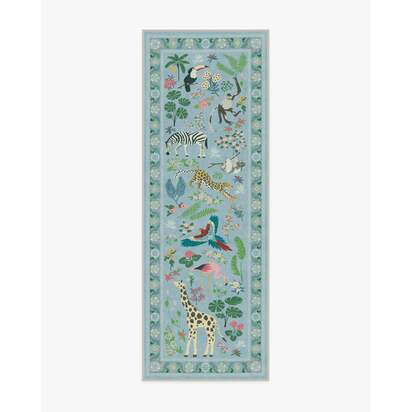 Jingle Jungle Slate Blue Rug by Iris Apfel - 75 x 215 cm - All-In-One Rug