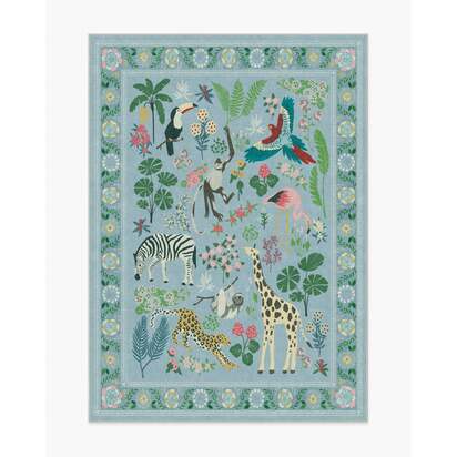 Jingle Jungle Slate Blue Rug by Iris Apfel - 150 x 215 cm - All-In-One Rug