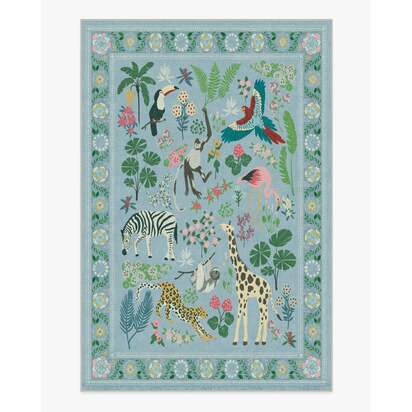 Jingle Jungle Slate Blue Rug by Iris Apfel - 185 x 275 cm - All-In-One Rug