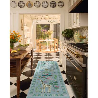 Jingle Jungle Slate Blue Rug by Iris Apfel - 185 x 275 cm - All-In-One Rug