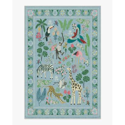 Jingle Jungle Slate Blue Rug by Iris Apfel - 200 x 290 cm - All-In-One Rug