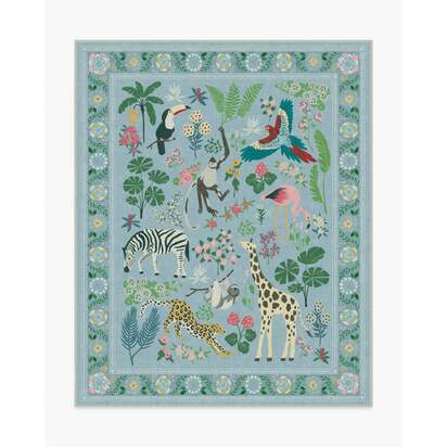 Jingle Jungle Slate Blue Rug by Iris Apfel - 245 x 305 cm - All-In-One Rug