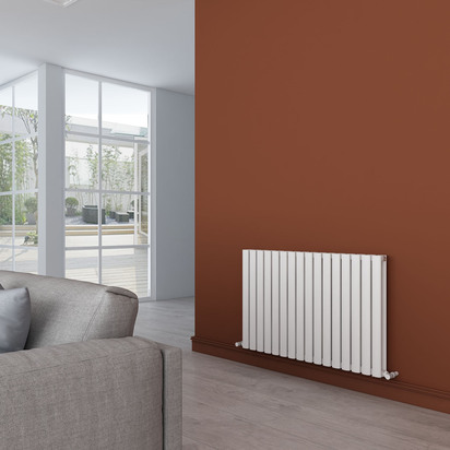 Carisa Tallis Oval Double Panel Horizontal Aluminium Radiator - 600 x 950mm - Textured White