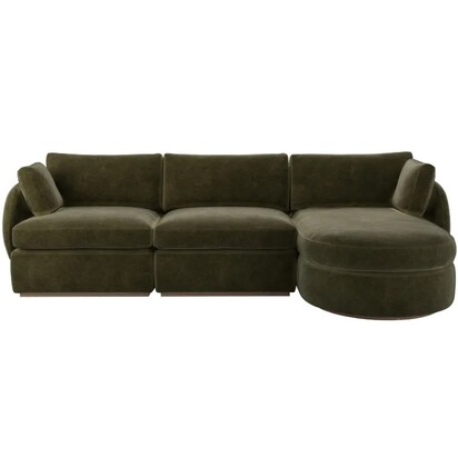 Ren Complete Set with RHF Storage Chaise in Juniper Aquaclean Clever Chenille