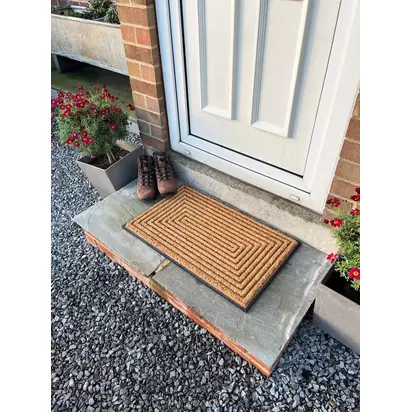 John Lewis Diamond Scraper Door Mat Black / Brown | L75 x W45cm
