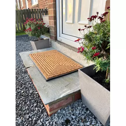 John Lewis Diamond Scraper Door Mat Neutral | L75 x W45cm