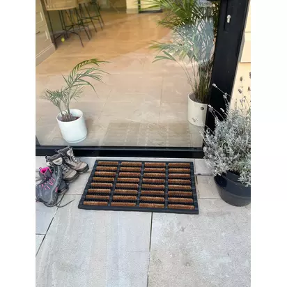 John Lewis Rubber and Coir Scraper Door Mat Brown | L75 x W45 x D2cm